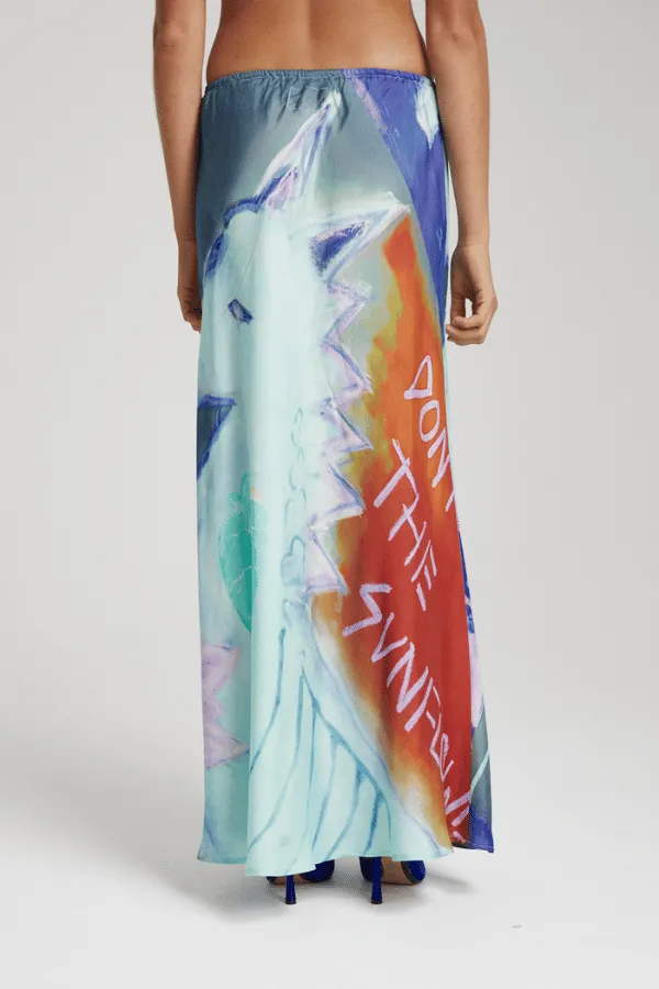 Relaxed Maxi Skirt Blue Sunflower