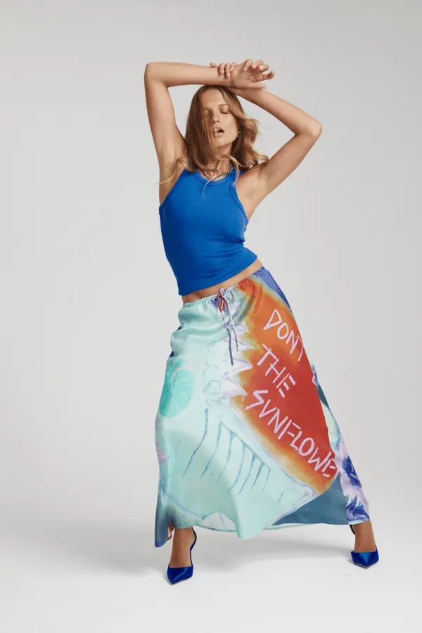 Relaxed Maxi Skirt Blue Sunflower