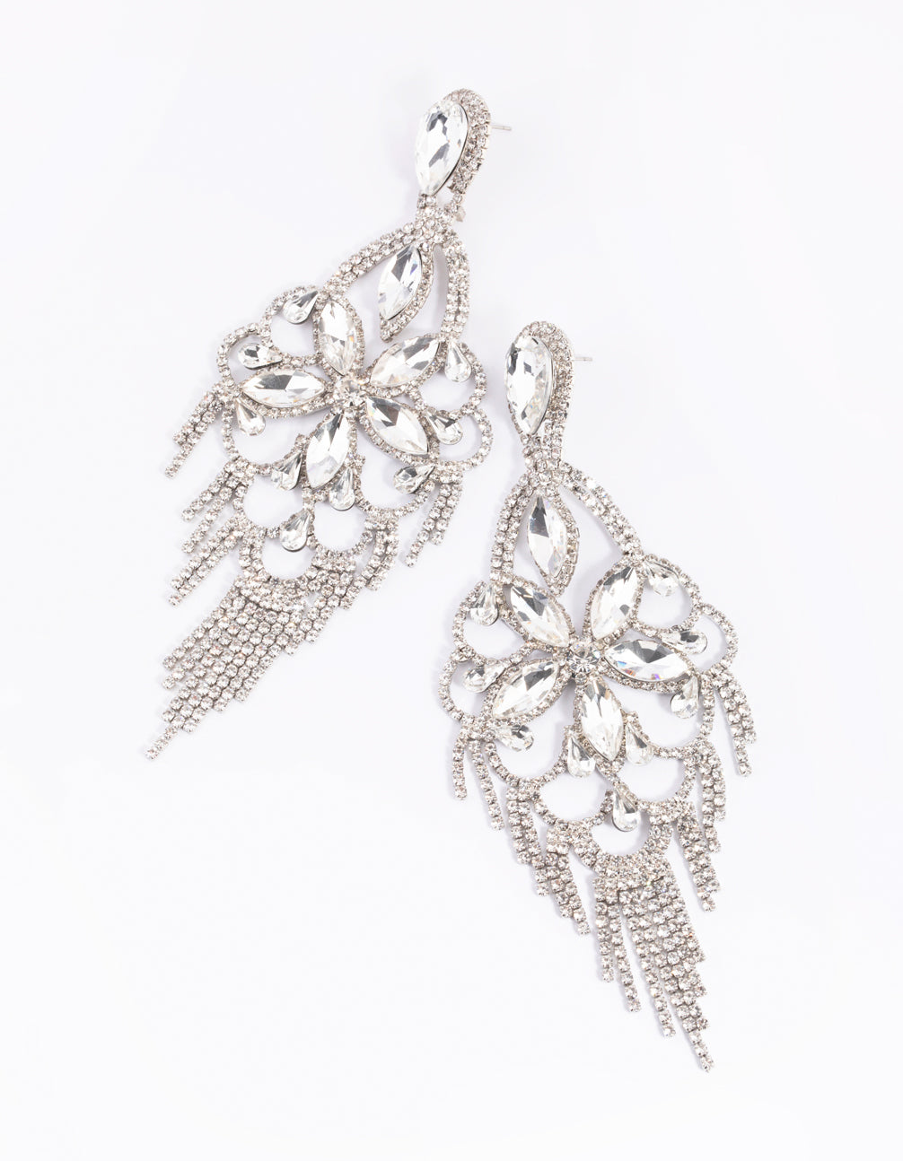 Rhodium Diamante Statement Earrings