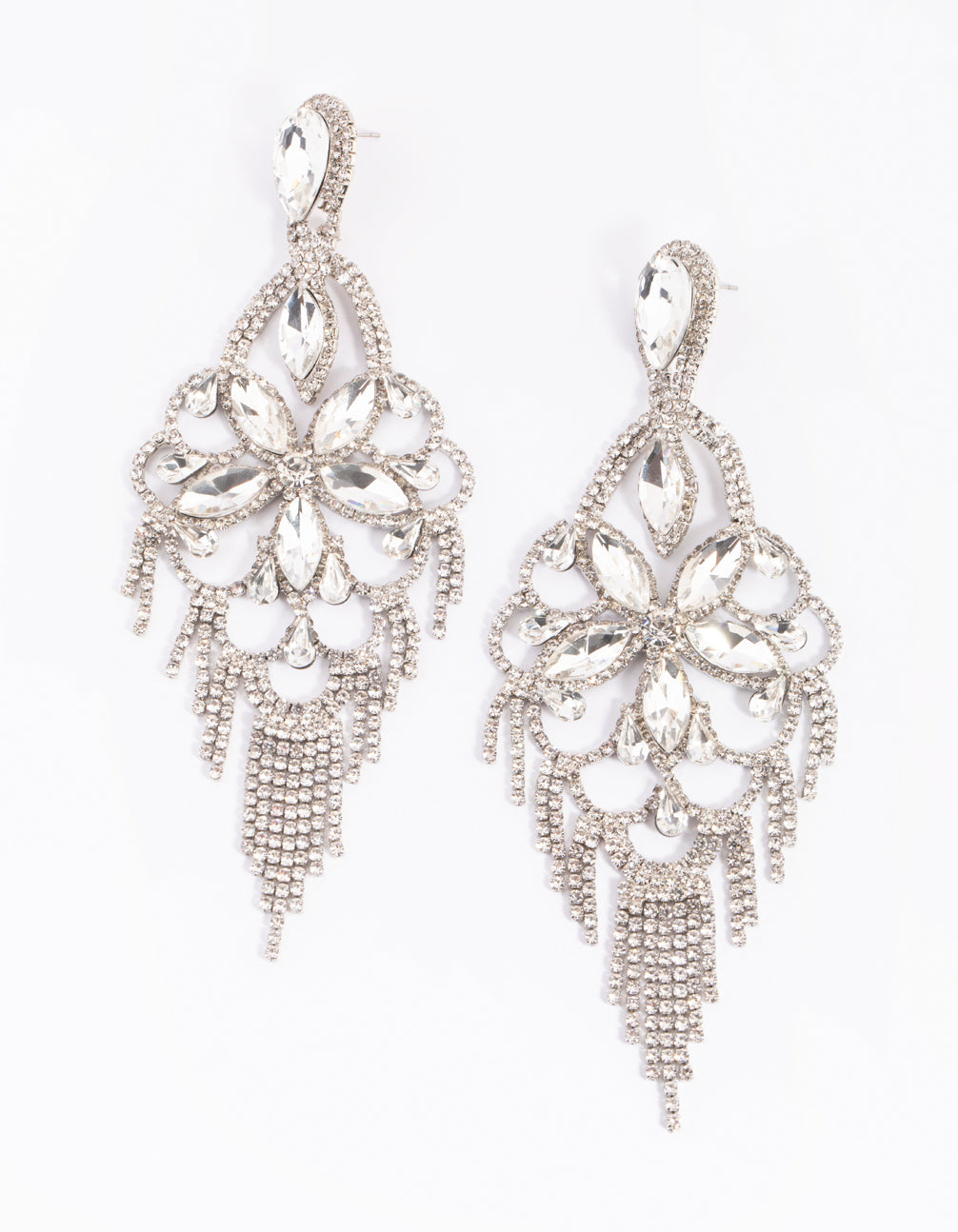 Rhodium Diamante Statement Earrings