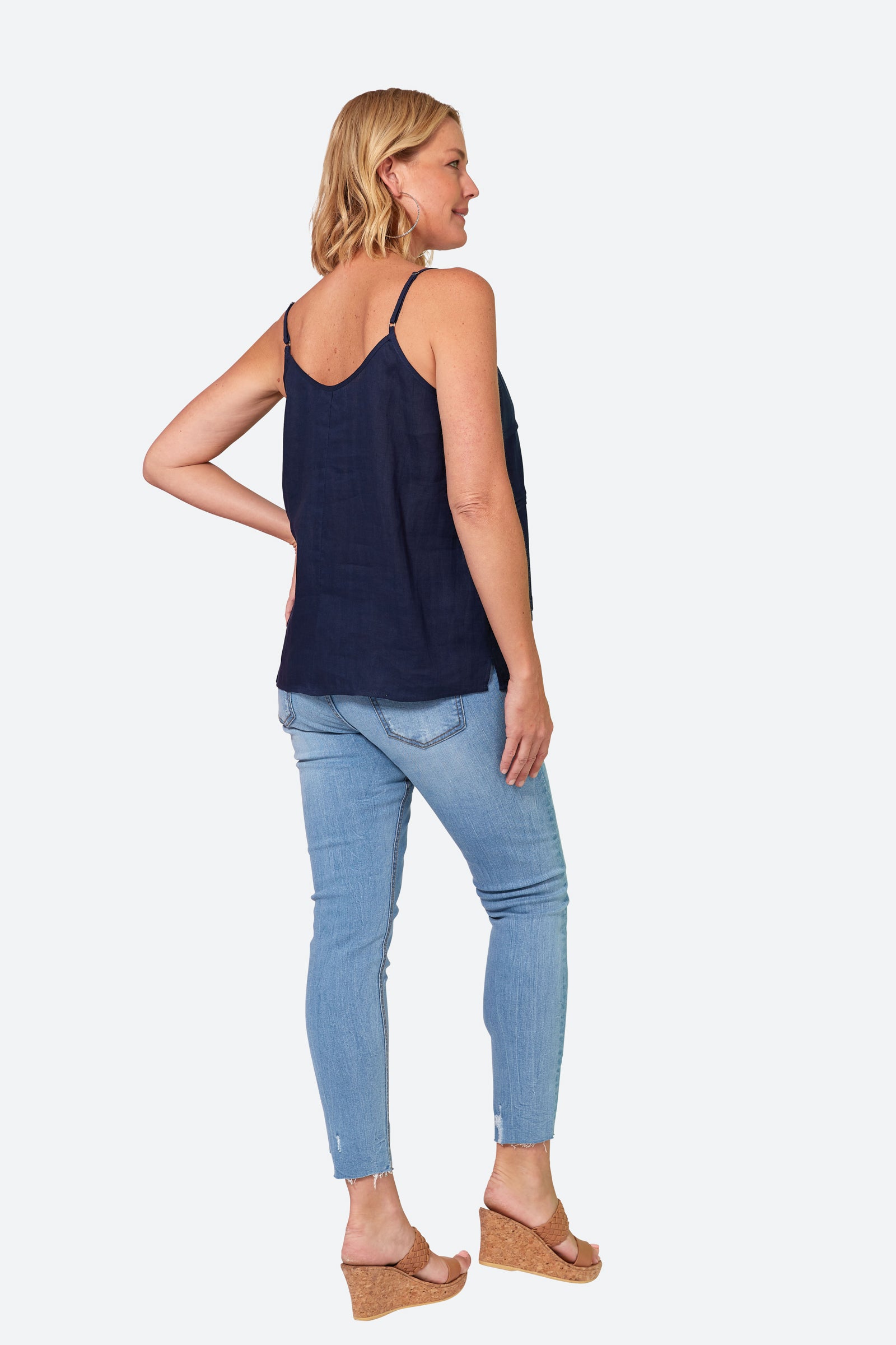 SALE  - La Vie Linen Tank - Sapphire