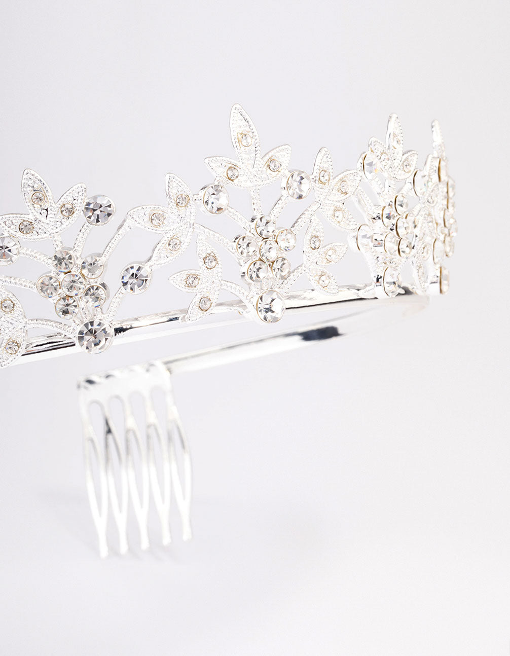 Silver Symmetrical Floral Hair Tiara