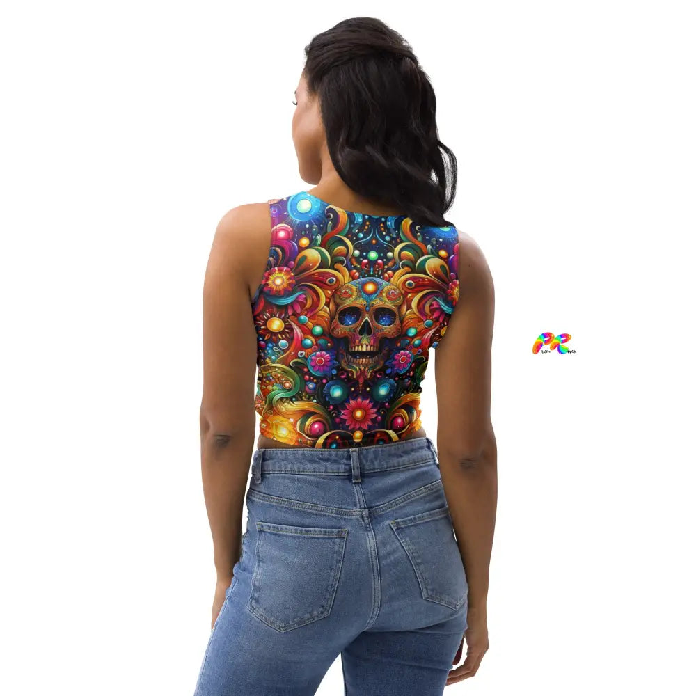 Skull Light Fantasia Rave Crop Top