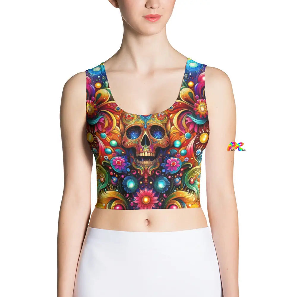 Skull Light Fantasia Rave Crop Top