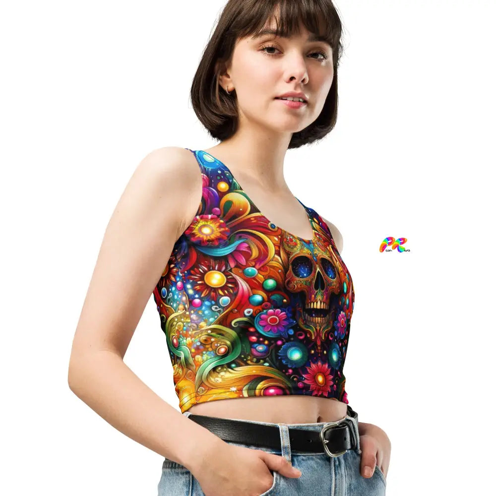 Skull Light Fantasia Rave Crop Top