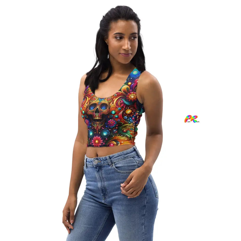 Skull Light Fantasia Rave Crop Top