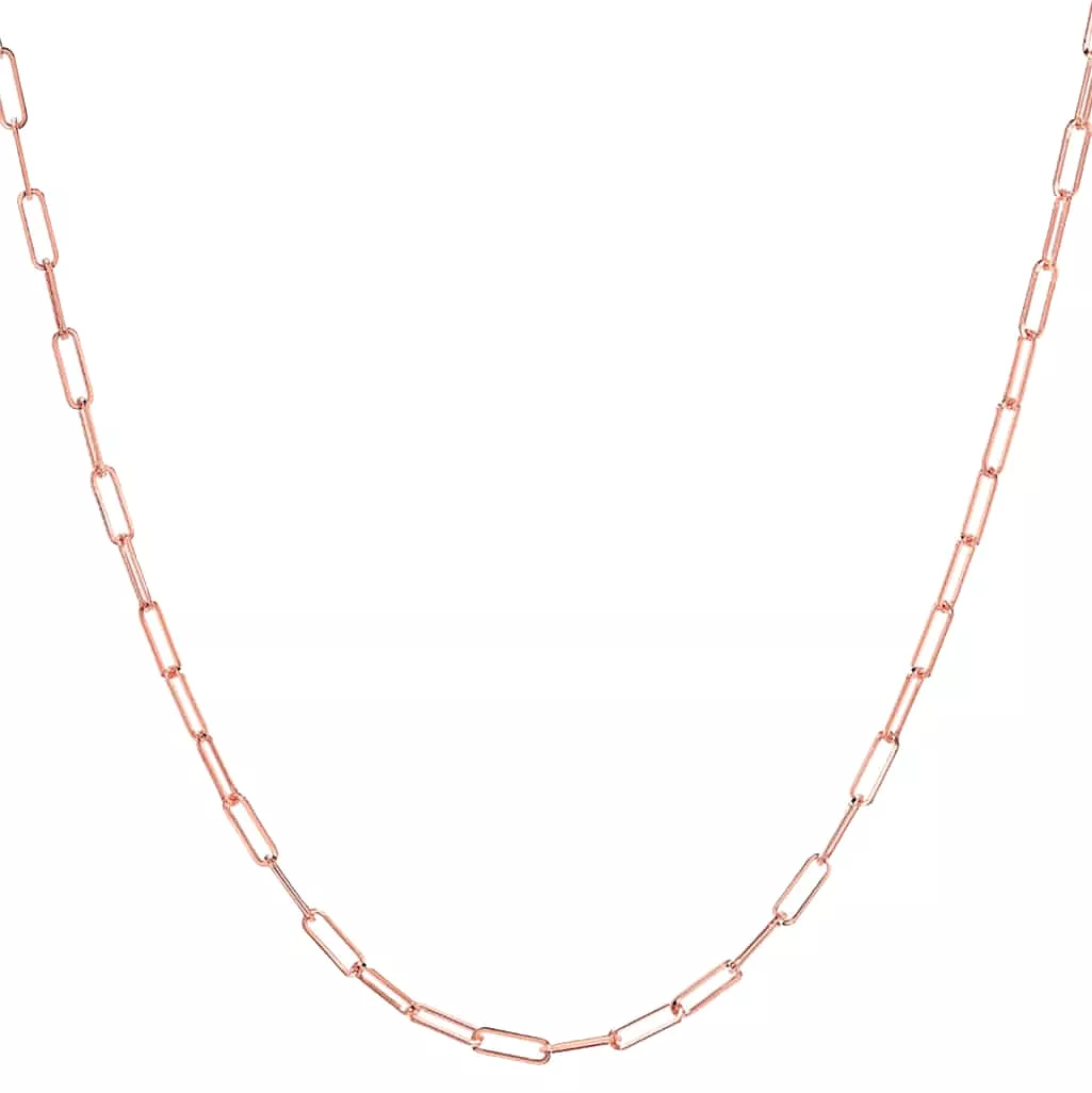 Small 14K Gold Paper Clip Necklace 2.0mm-No Clasp