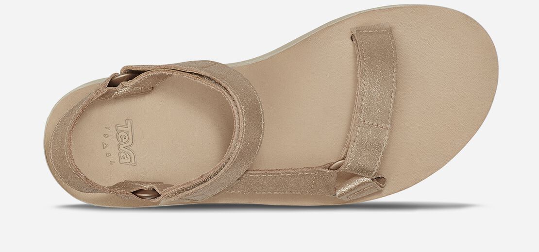 Teva Flatform Universal Leather Metallic Champagne  