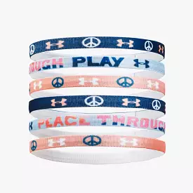 Under Armour Varsity Blue/Blizzard/Bubble Peach 6pk Headbands