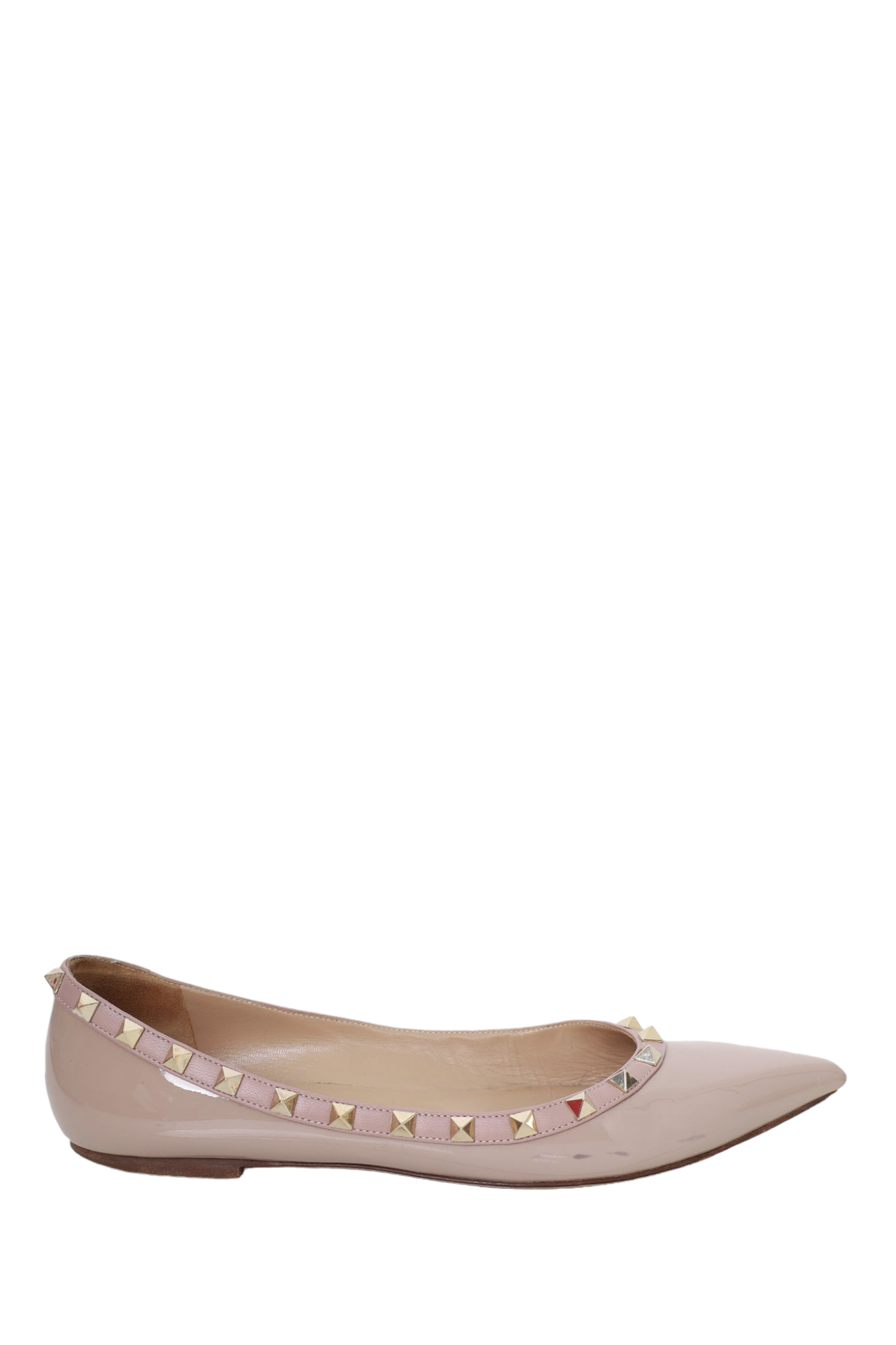 Valentino Beige Patent Leather Rockstud Flats Size 40