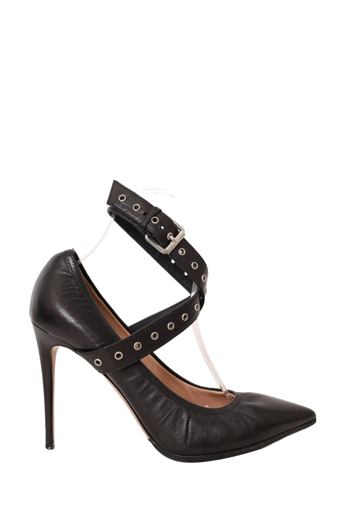 Valentino Black Leather Love Latch Heels Size 37.5