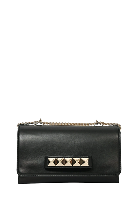 Valentino Black Leather Roman Stud Shoulder Bag