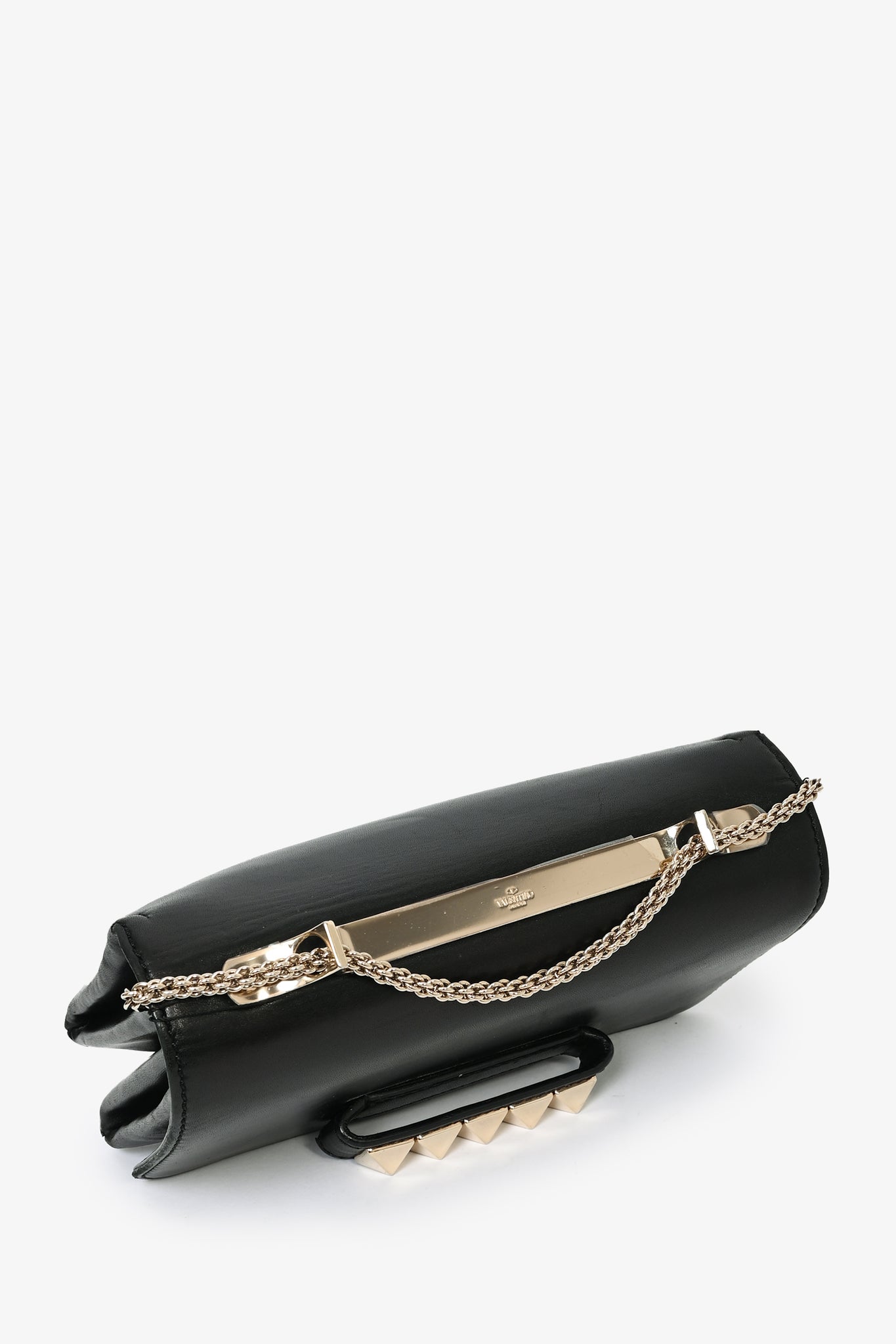 Valentino Black Leather Roman Stud Shoulder Bag