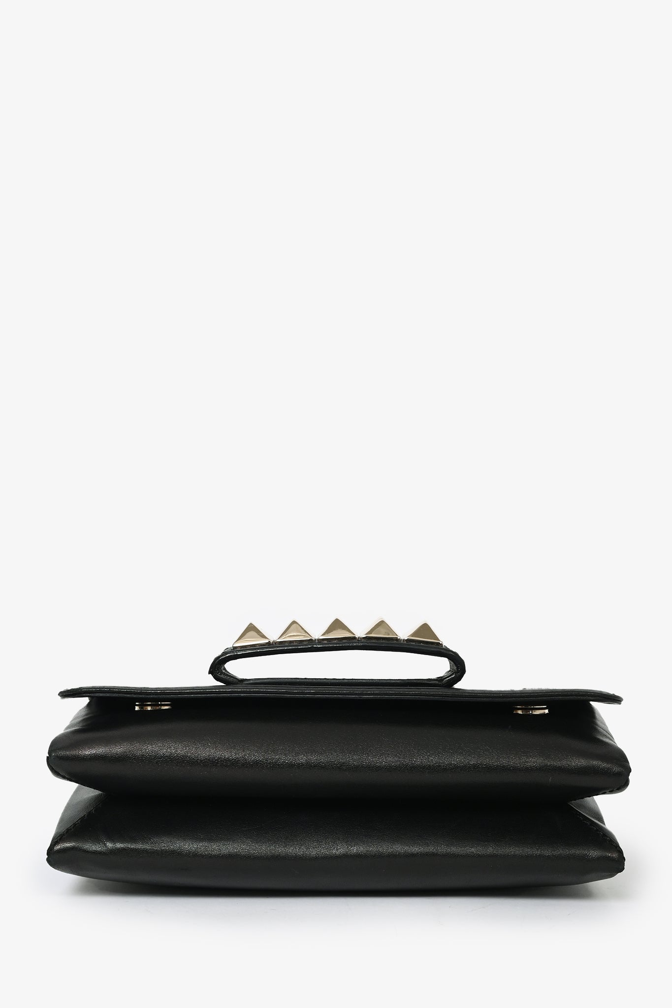 Valentino Black Leather Roman Stud Shoulder Bag