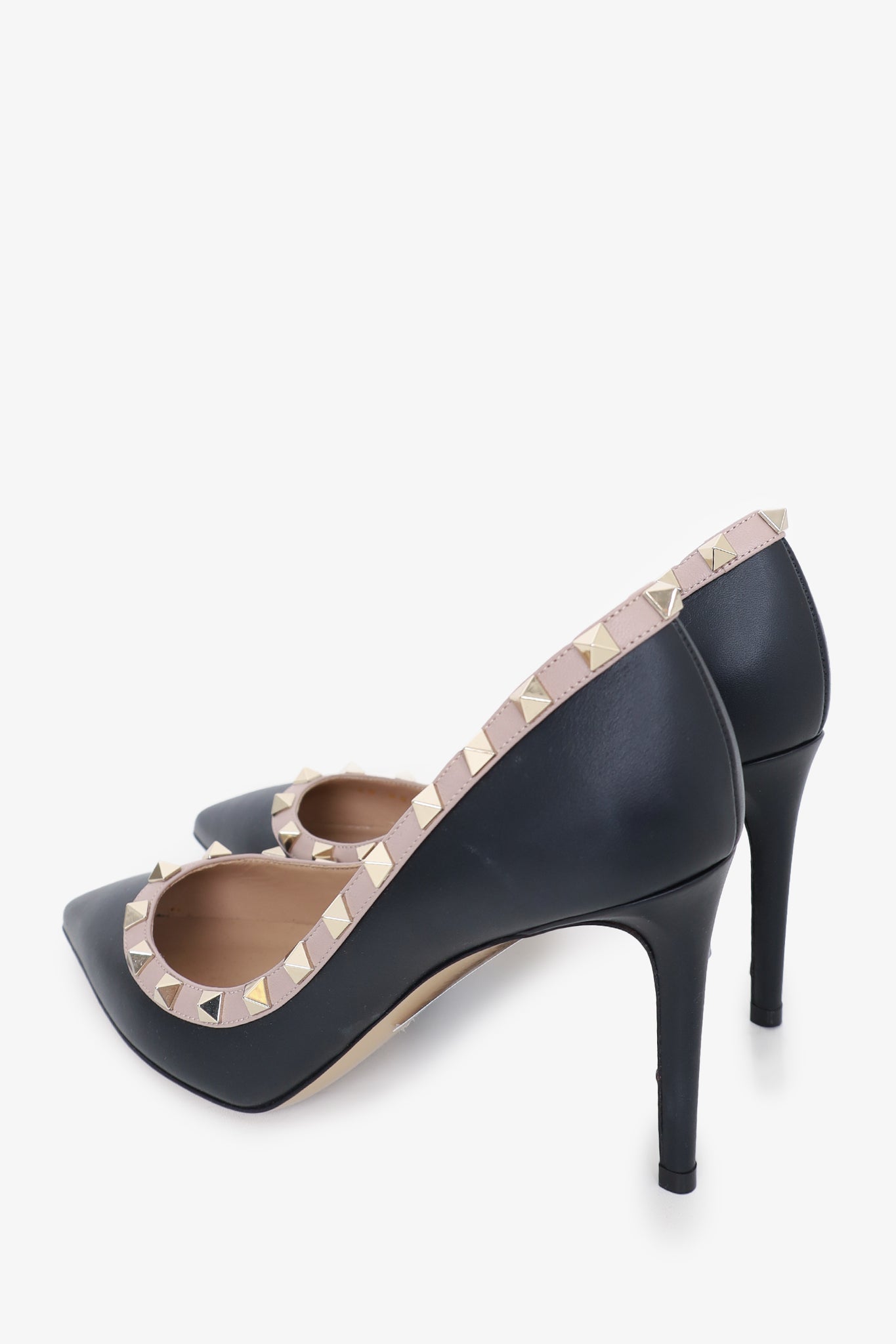 Valentino Black/Beige Leather Rockstud Pumps Size 38