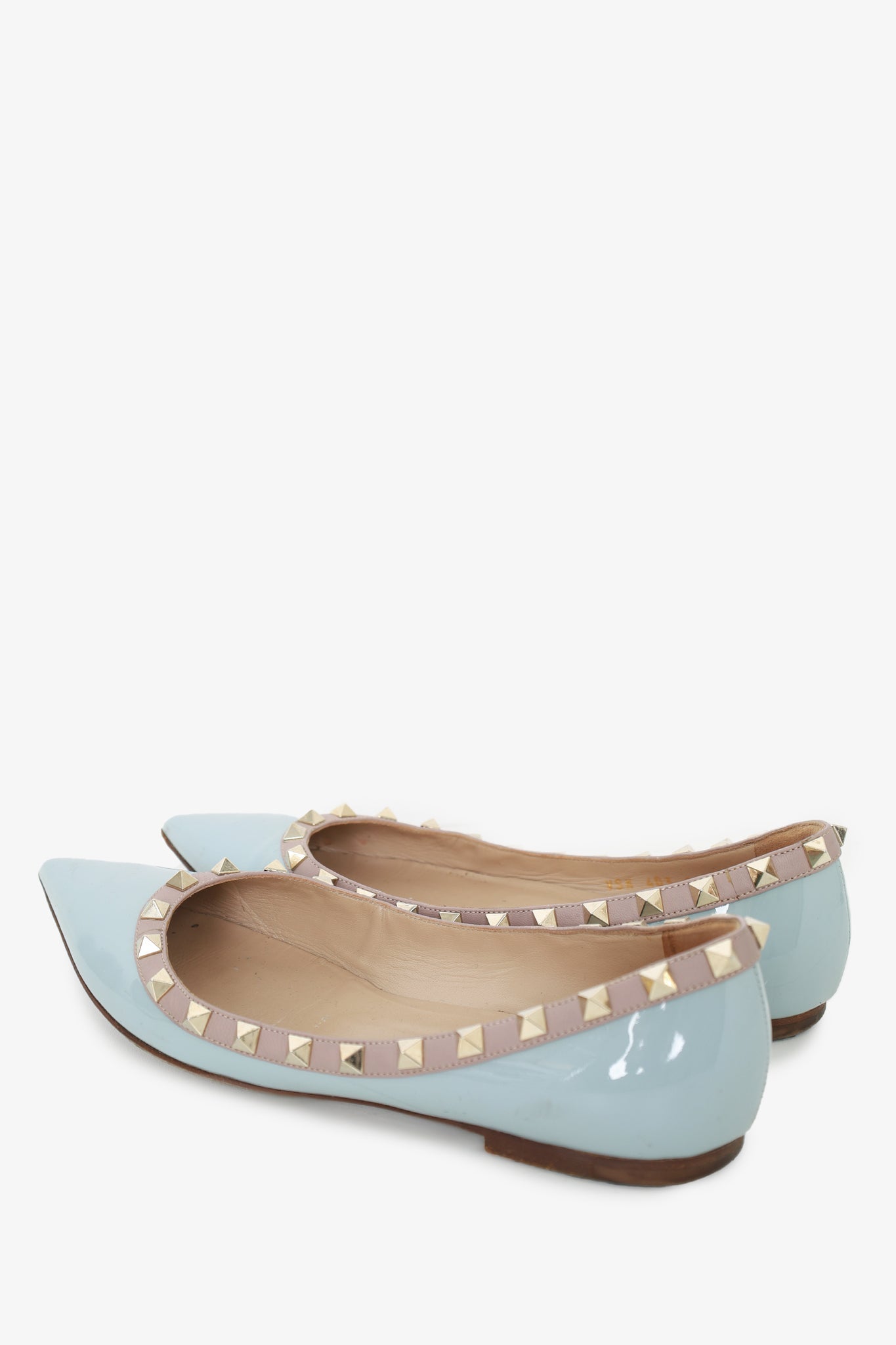 Valentino Blue Patent Rockstud Flats Size 37.5