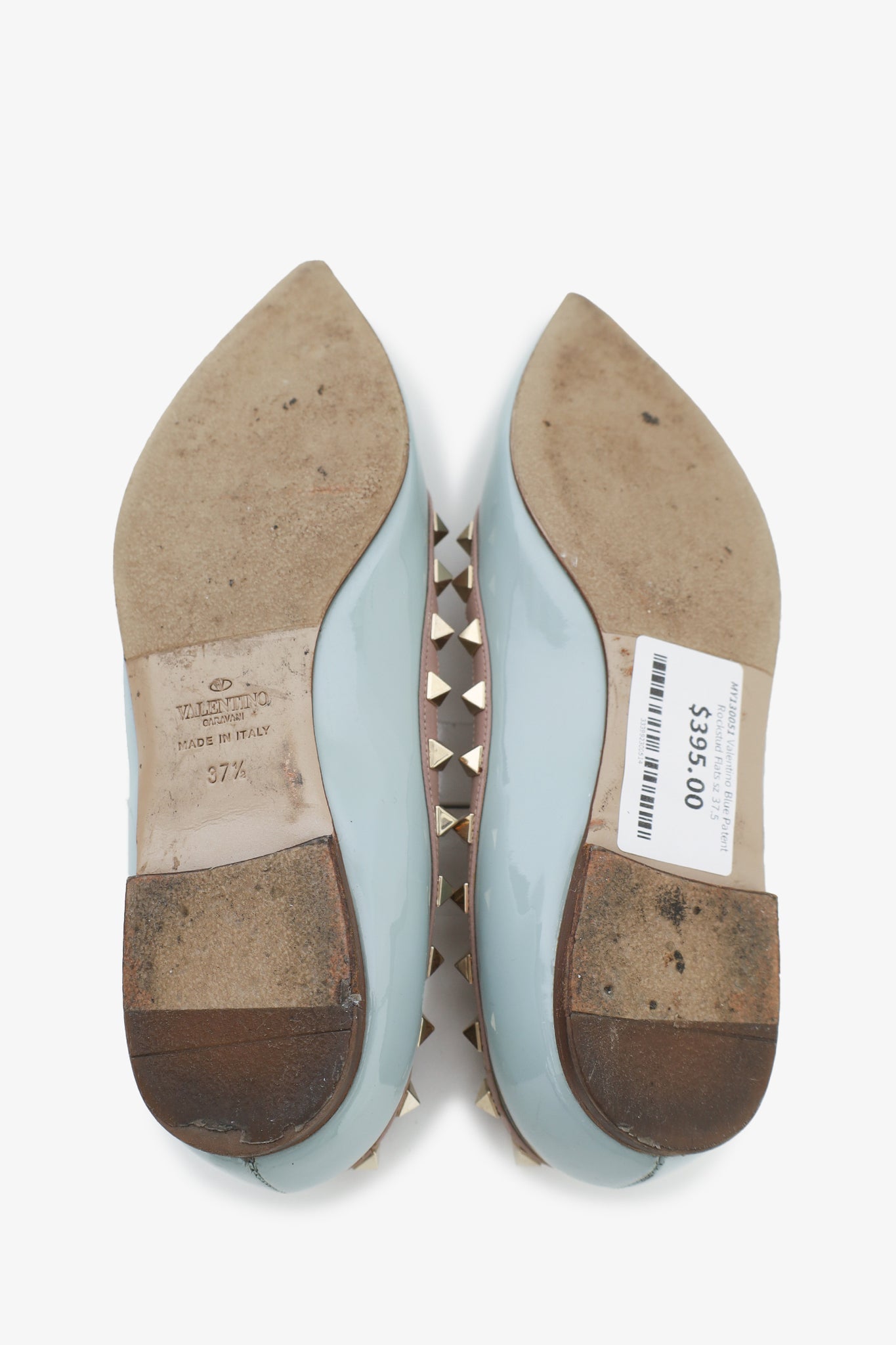 Valentino Blue Patent Rockstud Flats Size 37.5