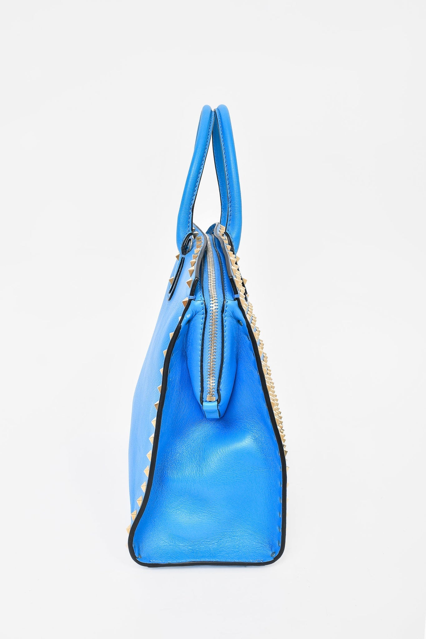 Valentino Blue Rockstud Dome Tote w/ Strap