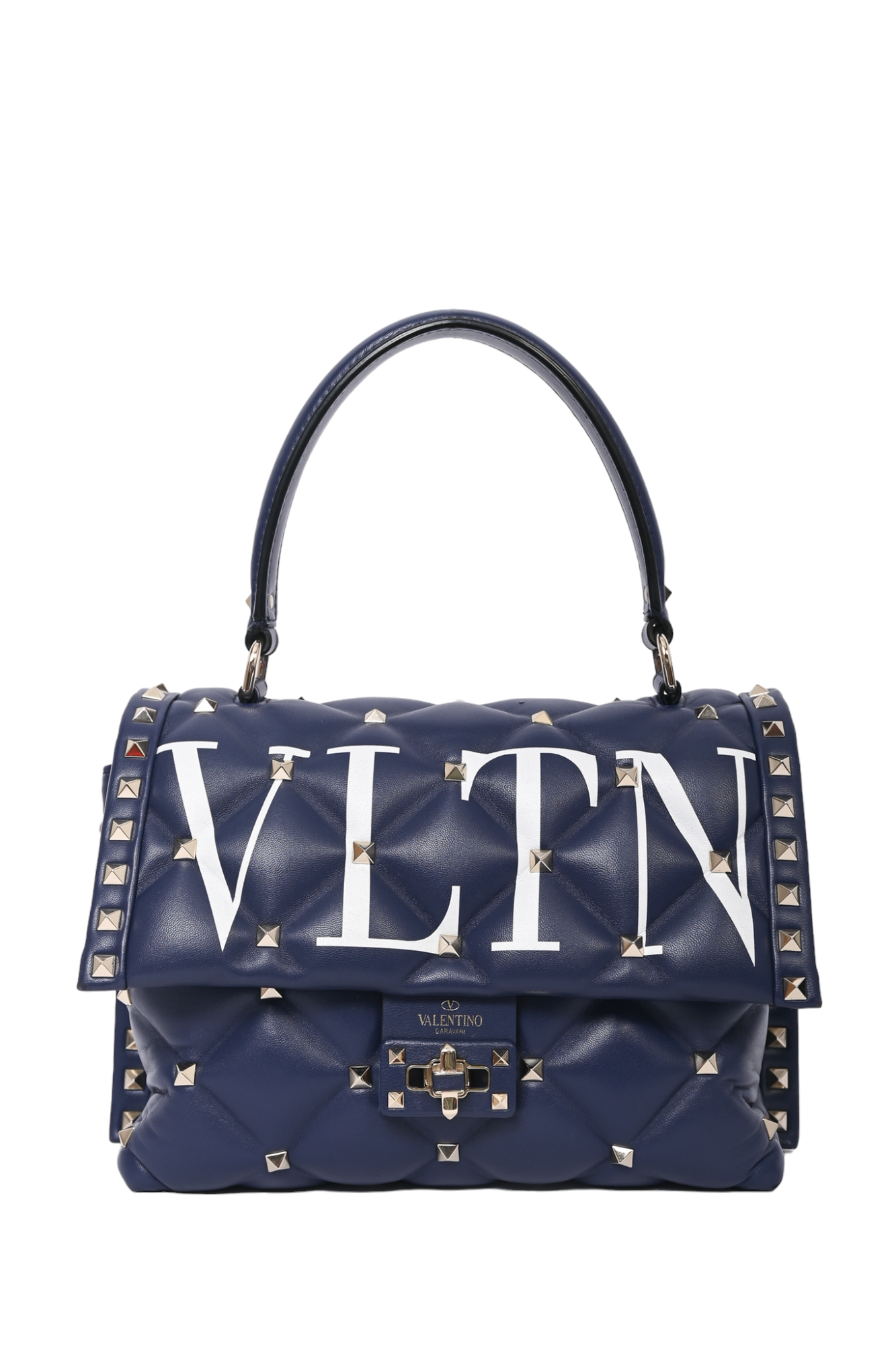 Valentino Navy Blue VLTN Printed Candystud Bag