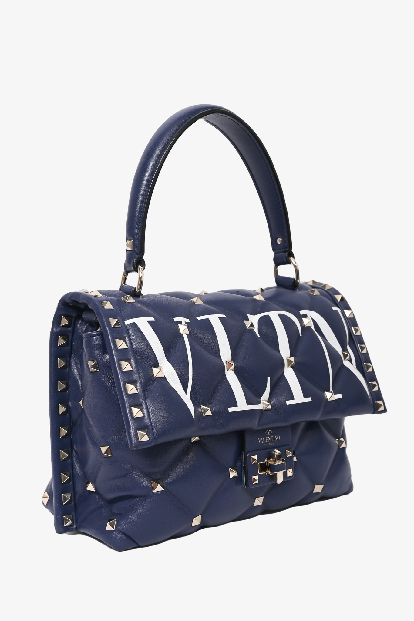 Valentino Navy Blue VLTN Printed Candystud Bag