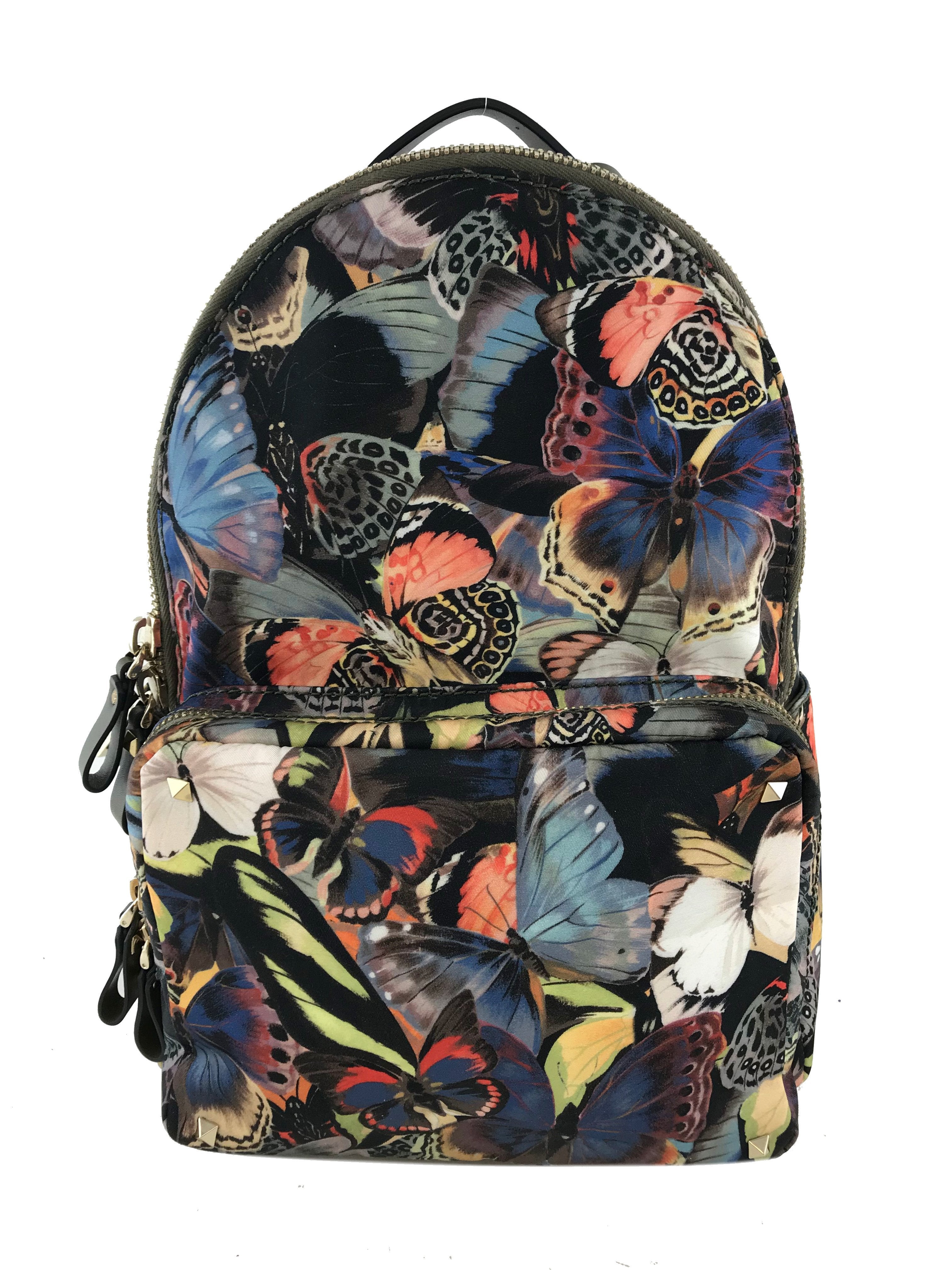 Valentino Nylon Camu Butterfly Printed Medium Backpack