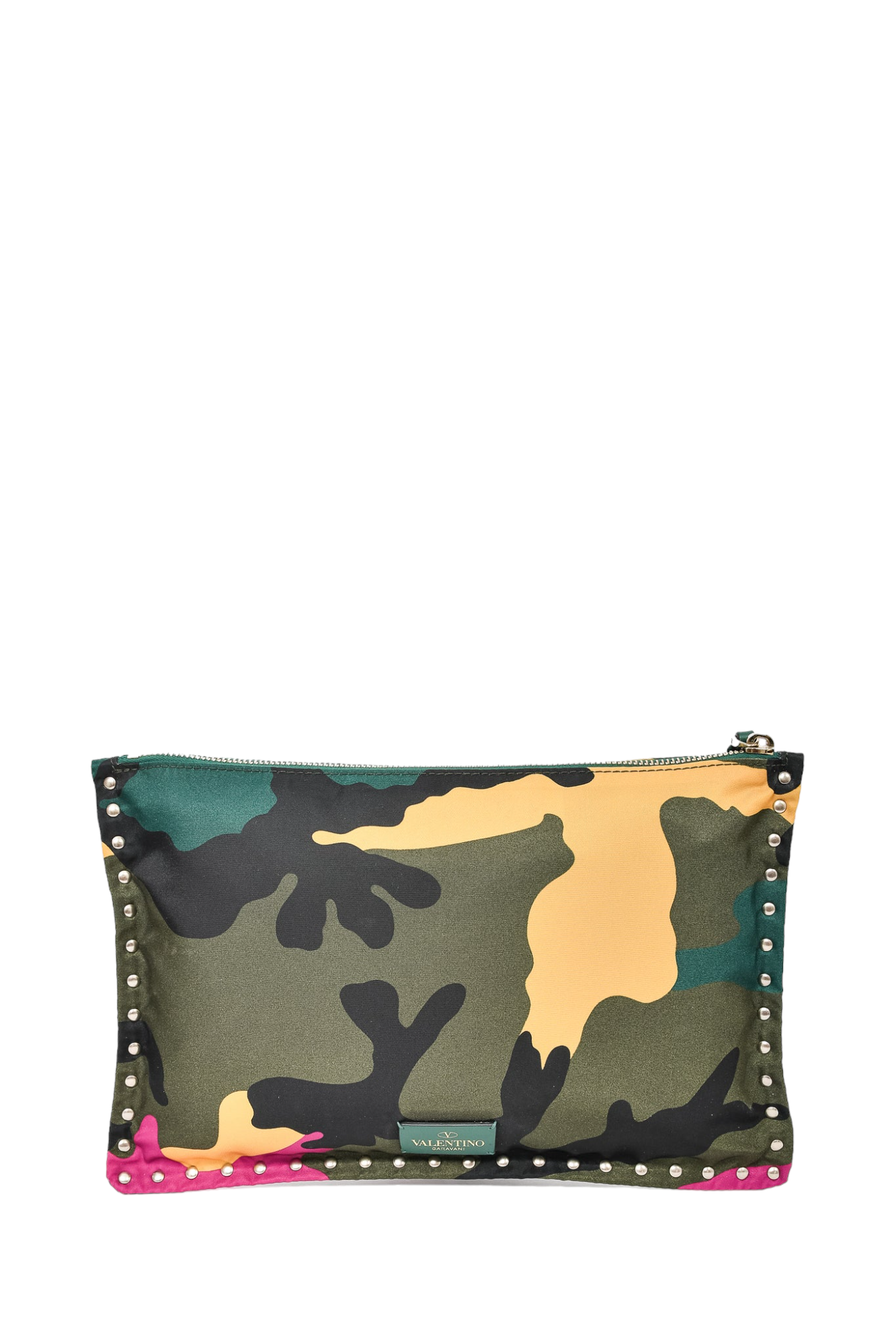 Valentino Nylon Multicolour Camouflage Rockstud Pouch