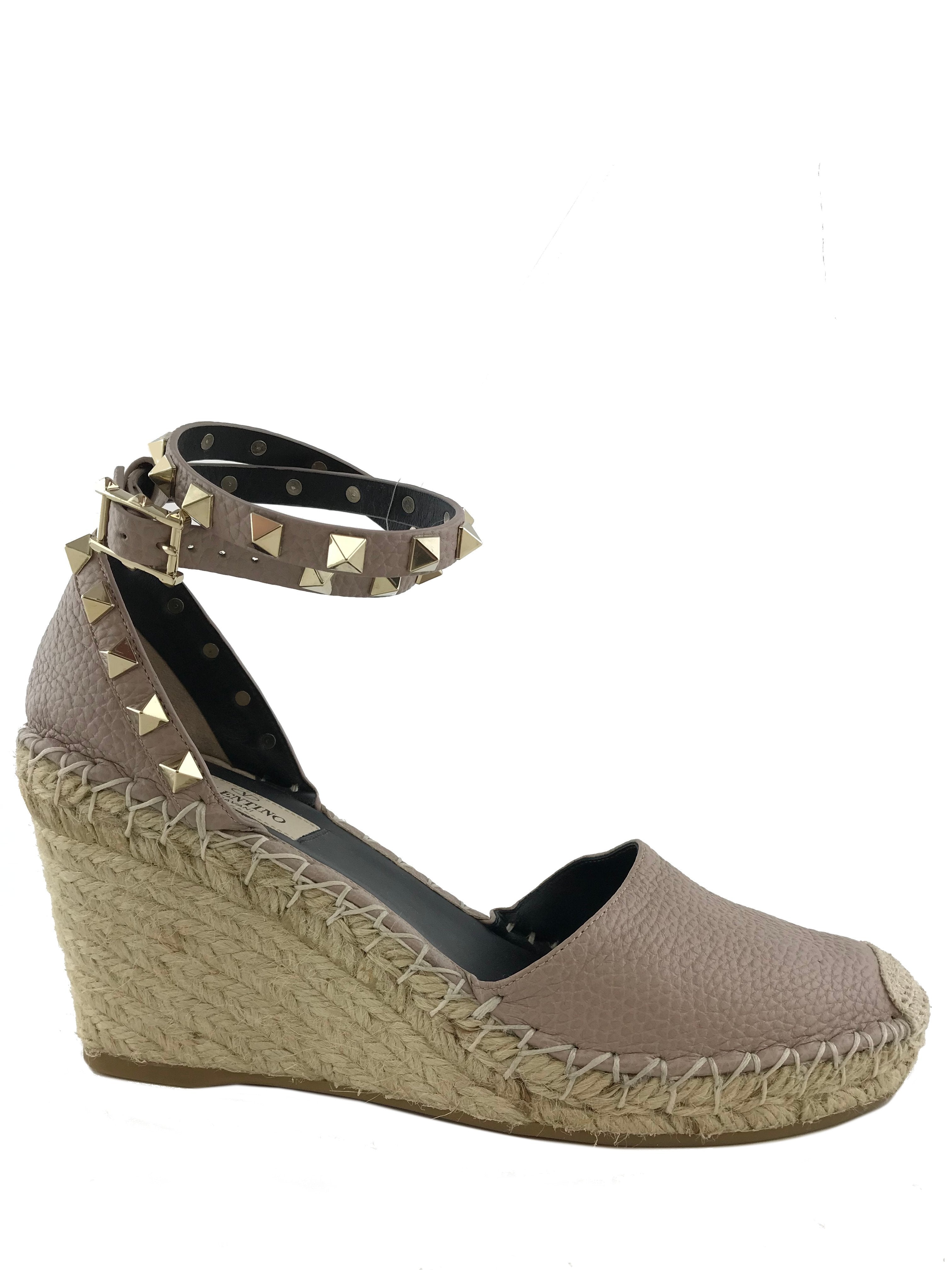 Valentino Rockstud Espadrille Wedges Size 7