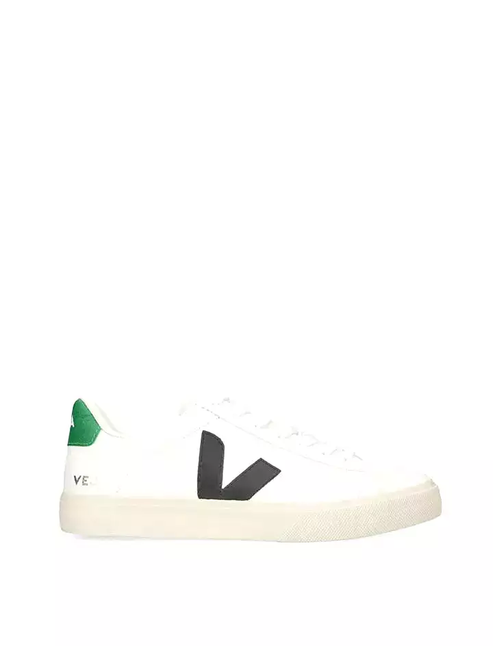 Veja Campo Chromefree Leather Trainer Extra-White Black Emeraude