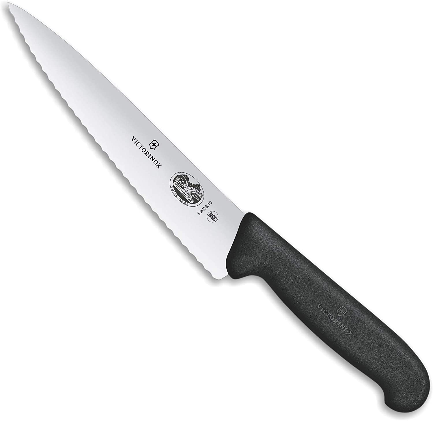 Victorinox Fibrox Wavy Edge Carving Knife, Black, 5.2033.19