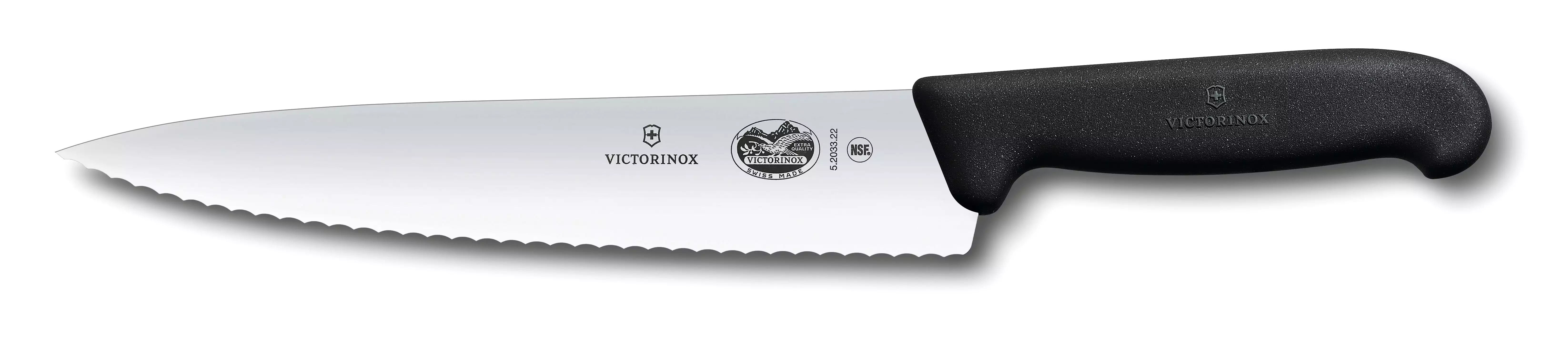 Victorinox Fibrox Wavy Edge Carving Knife, Black, 5.2033.19