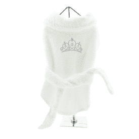 White Silver Tiara Cotton Dog Bathrobe