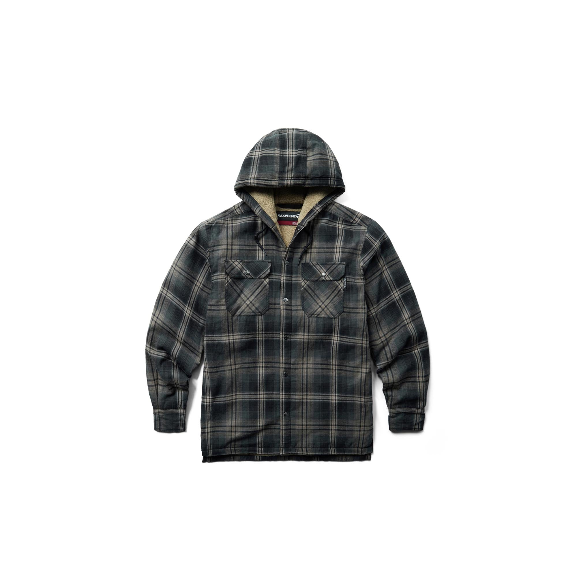 Wolverine Hasting Sherpa Lined Hooded Shirt Jac Black Plaid