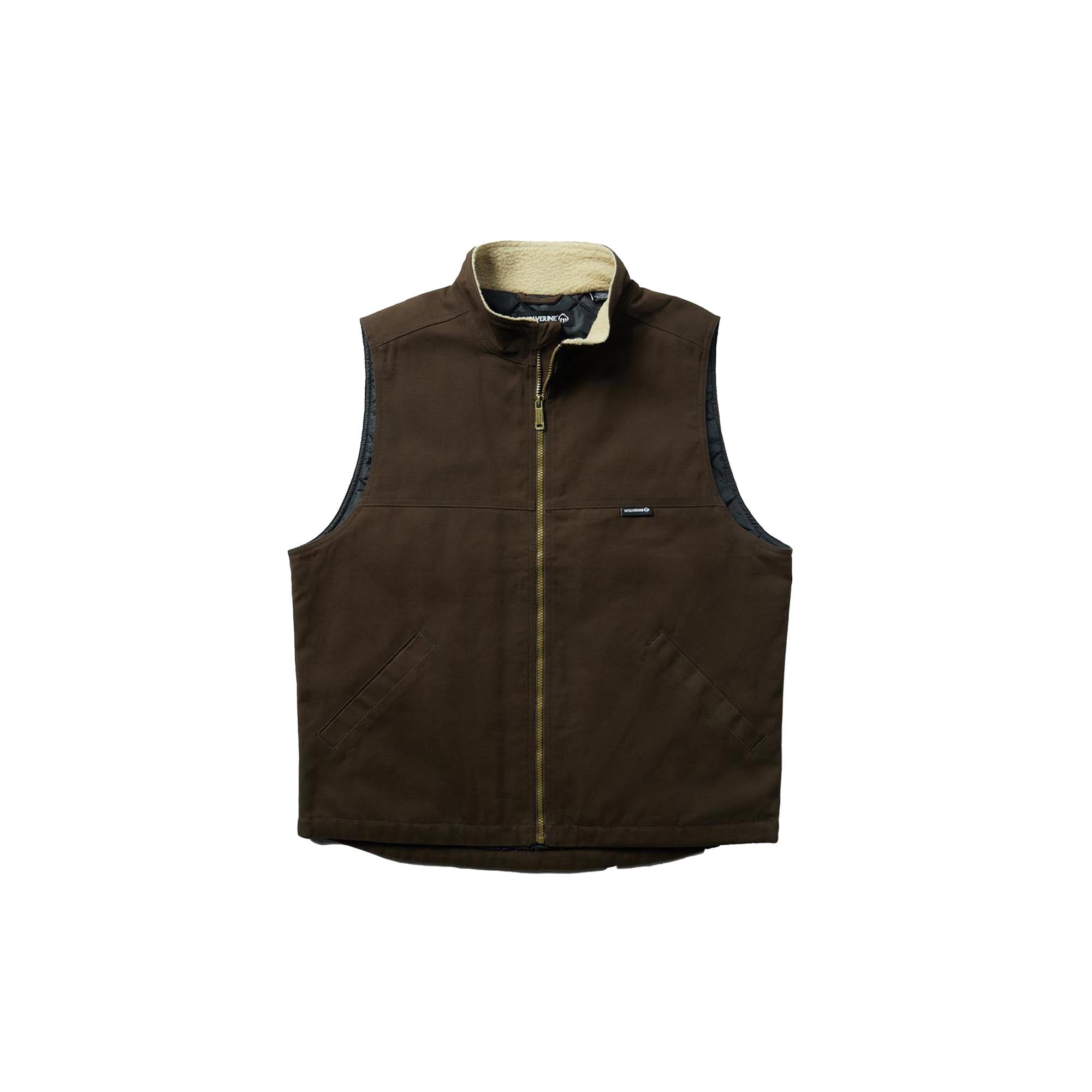 Wolverine Sherpa Collar Canvas Vest Dark Bison