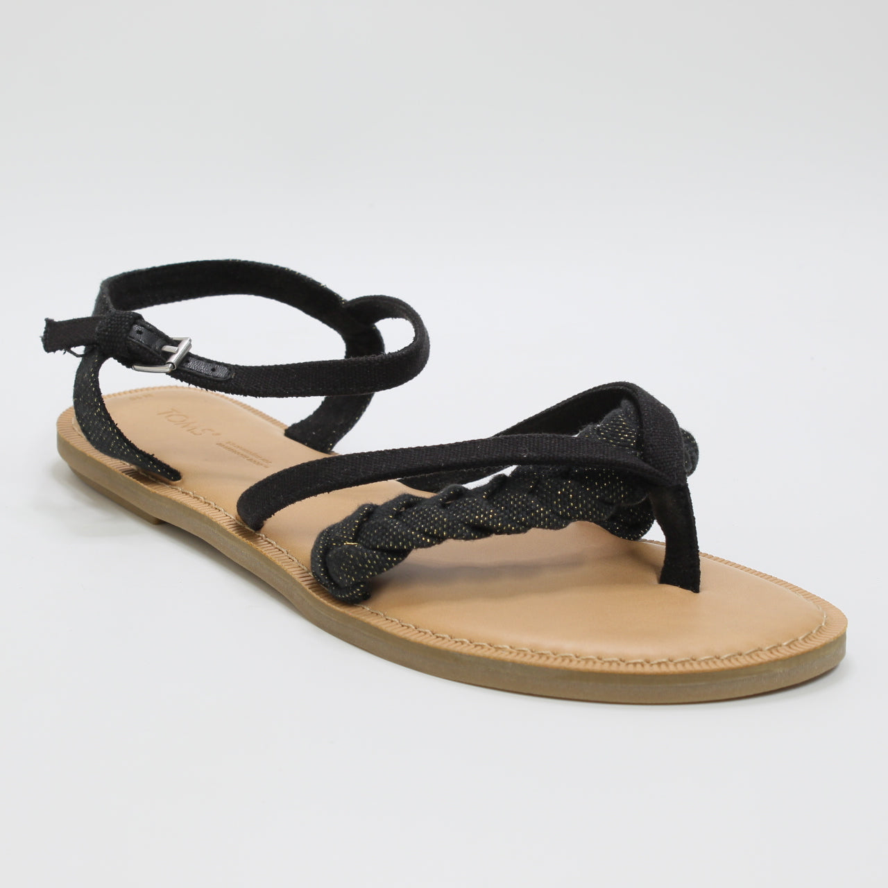 Womens Toms Lexie Sandal Black Metallic Linen