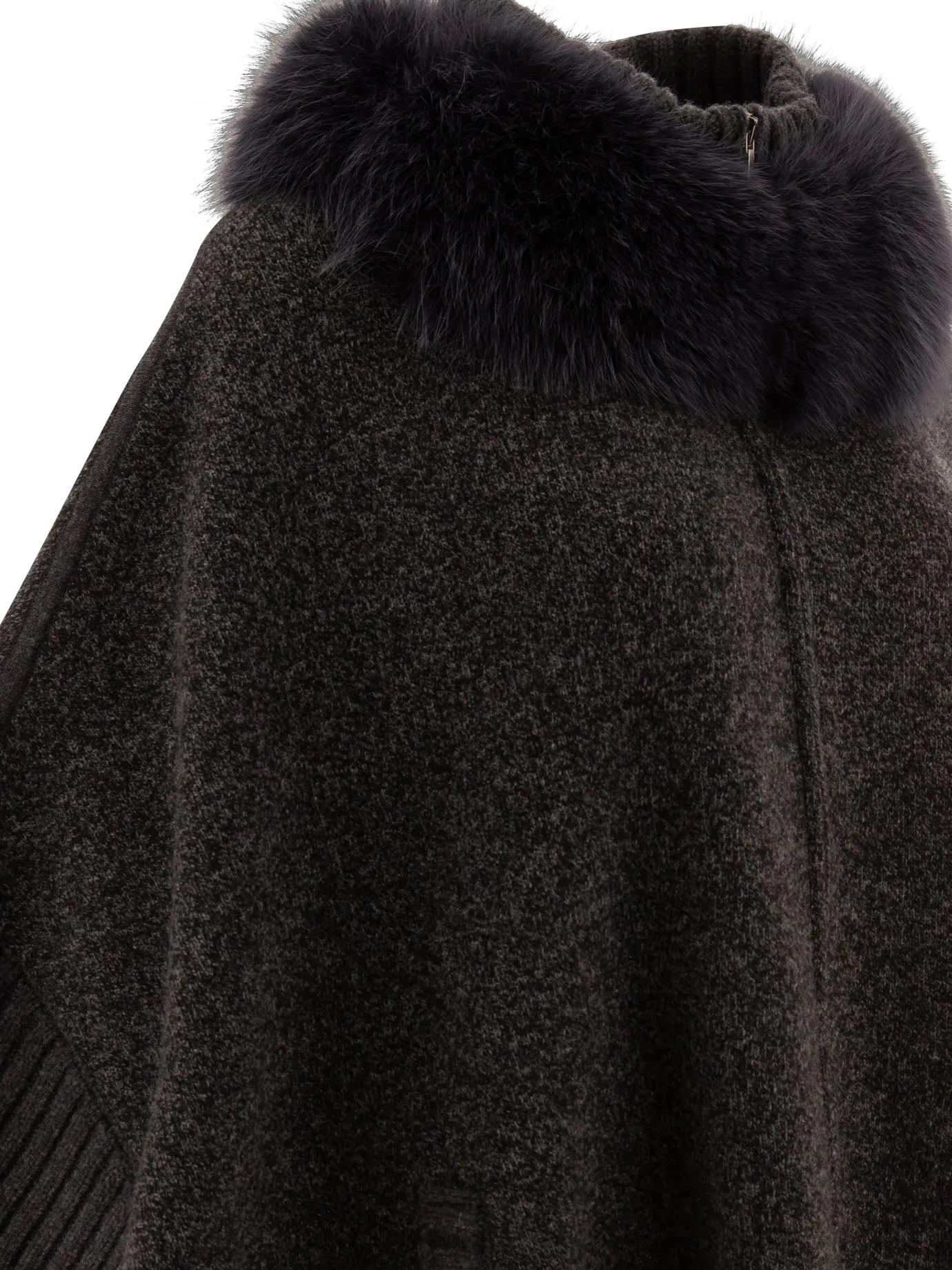 Wool And Cashmere Poncho Coats Grey